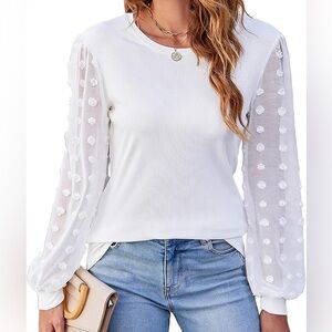 Textured Sleeves Madison + Hudson White Sweater Size XL Fall Winter Neutral